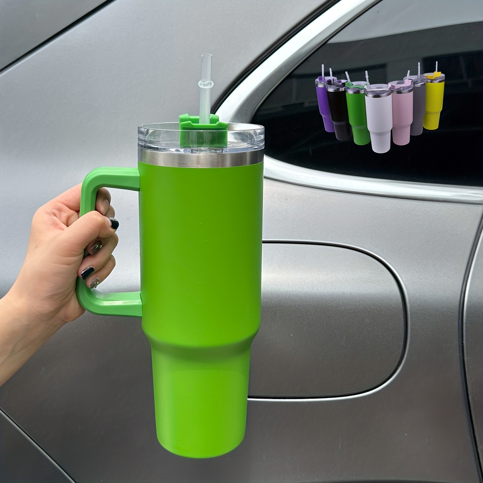 Tumbler With Lid Straw And Handle Car Cups Stainless Steel - Temu