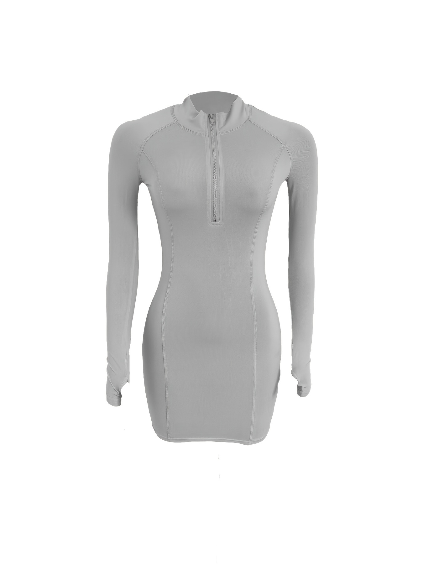 Womens Front Half Zipper High Neck Long Sleeve Bodycon Mini Dresses Check Out Todays Deals