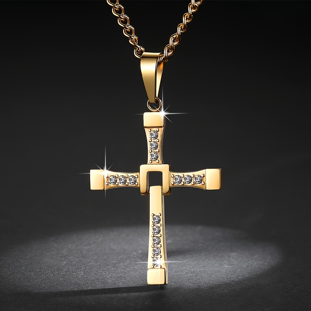 1pc Cross Necklace Stainless Steel Necklace Men's European And American ...