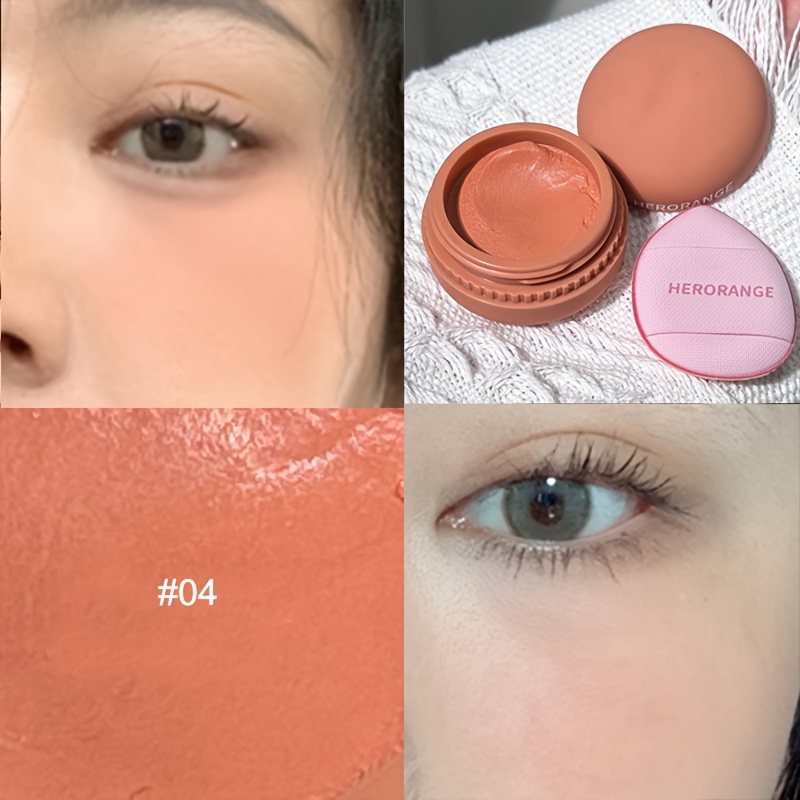 Natural Matte Pink Cheek Tint Rouge Blusher Powder with Puff