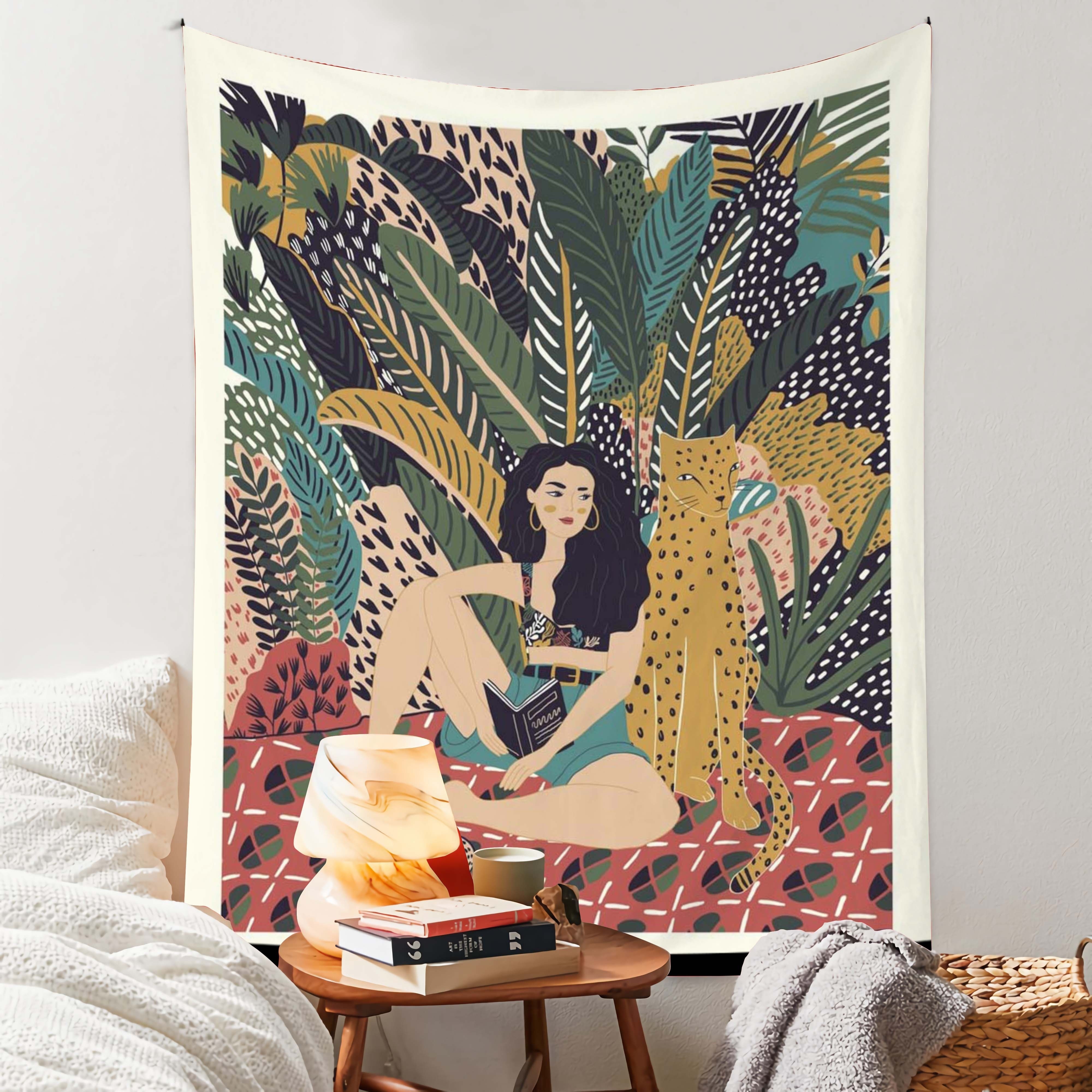 Camera da letto Arazzo decorativo da parete - Foresta tropicale Natura Eco  Piante Cascata - 200 x 150 cm Grande - Carta da parati in tessuto - Arazzo  da parete estetico - Pa