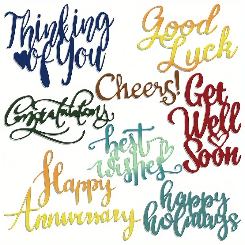 8pcs/set Celebration Words Cutting Dies For Card Making Clearance,  Valentine's Day Wedding Embossing Script Die Stencils For DIY Scrapbook  Supplies
