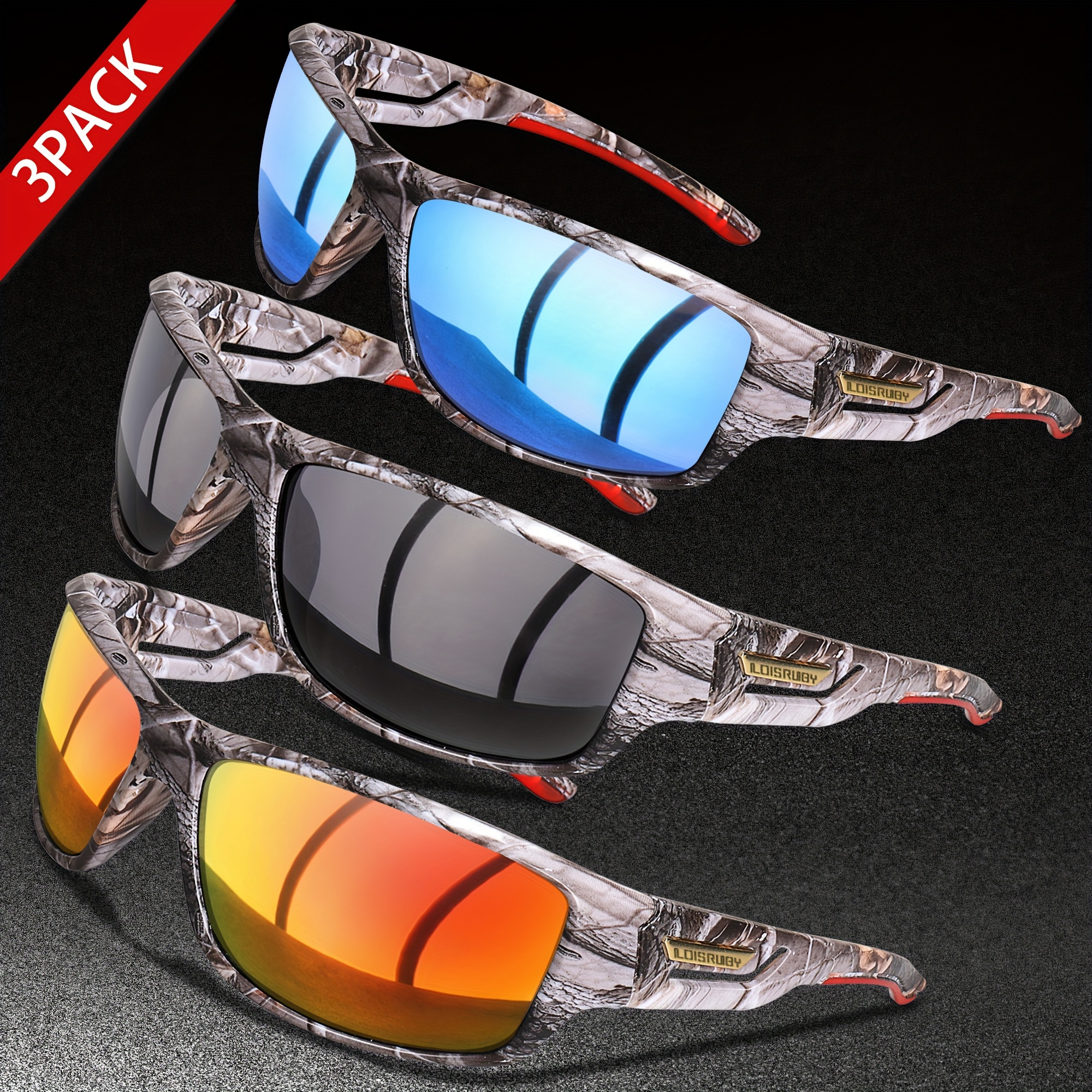 Loisruby 3pairs Premium Beautiful Camouflage Frame Sunglasses Outdoor  Sports Tactical Polarized Sunglasses For Men Women Vacation Travel Driving  Fishing Cycling Supplies Photo Props 2 Styles, Don't Miss These Great  Deals