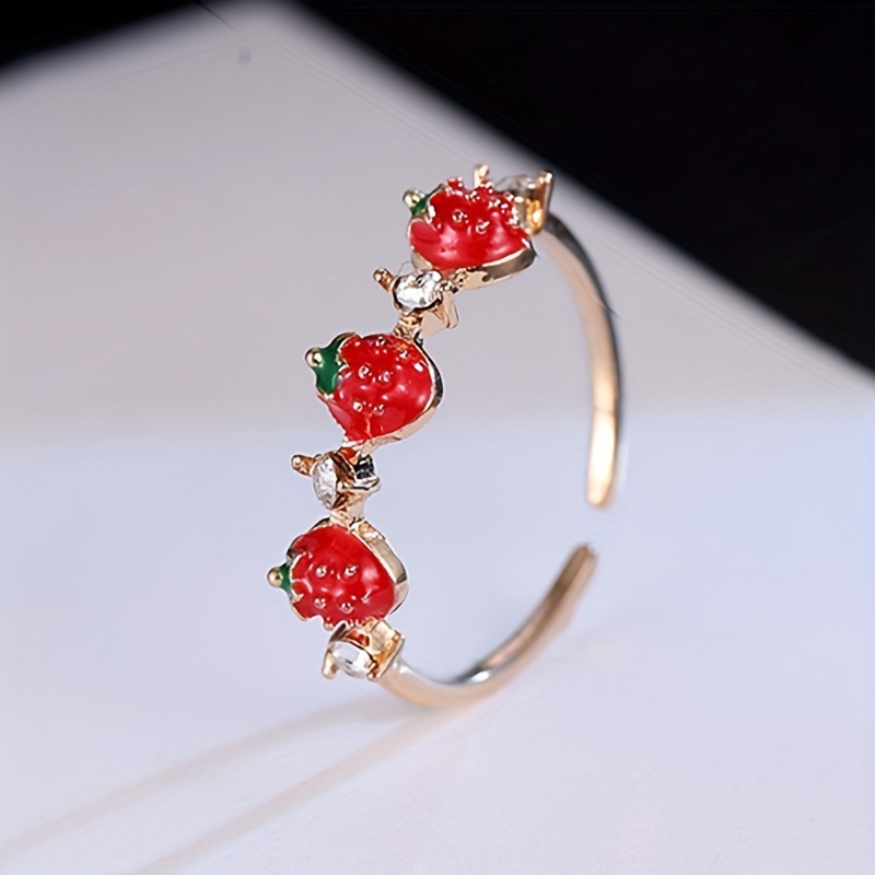 Strawberry Ring 14K Plated Open Ring