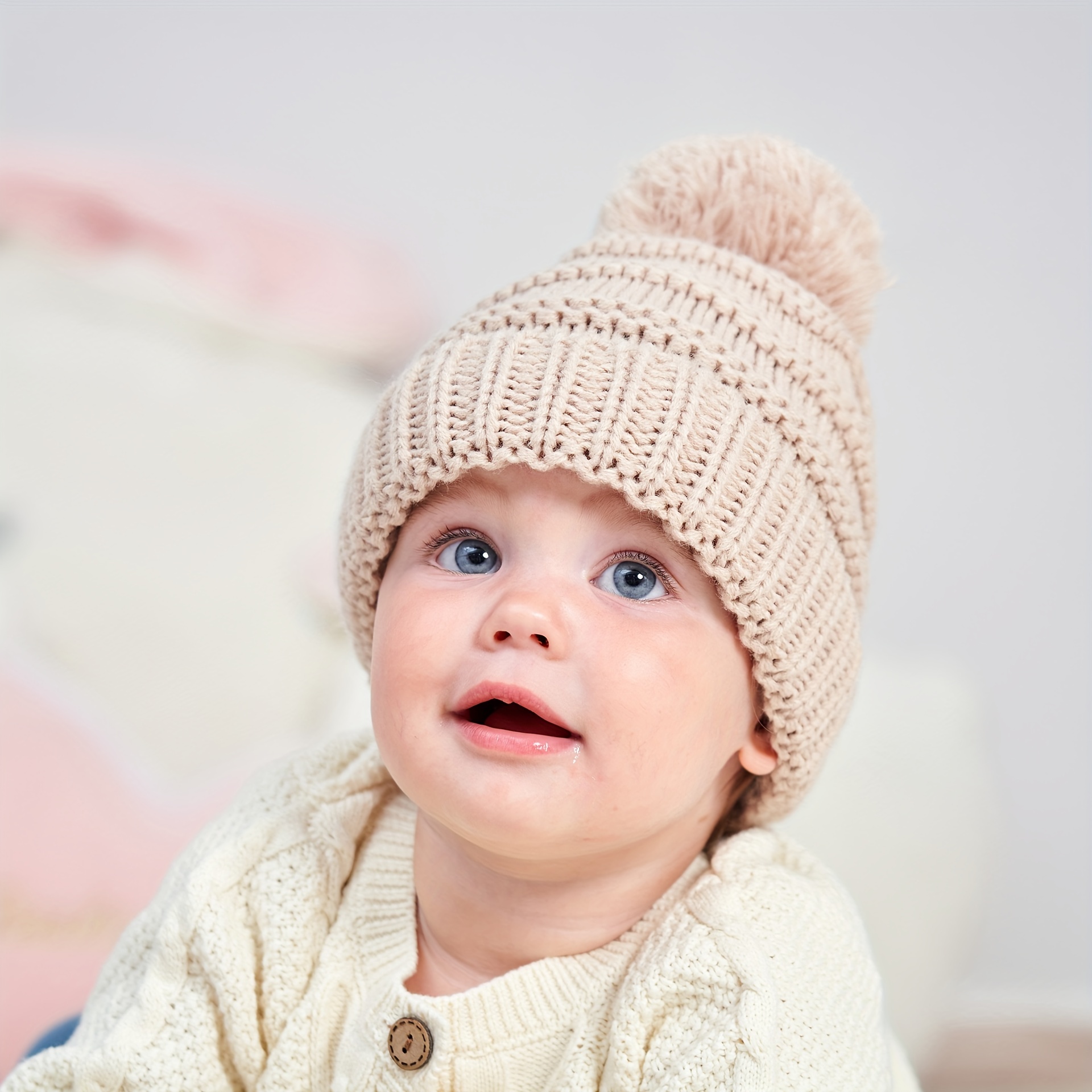 Cappello Lavorato A Maglia Pullover Per Bambini In Lana Jacquard Tinta  Unita Da 1 Pezzo Per Bambino - Temu Italy