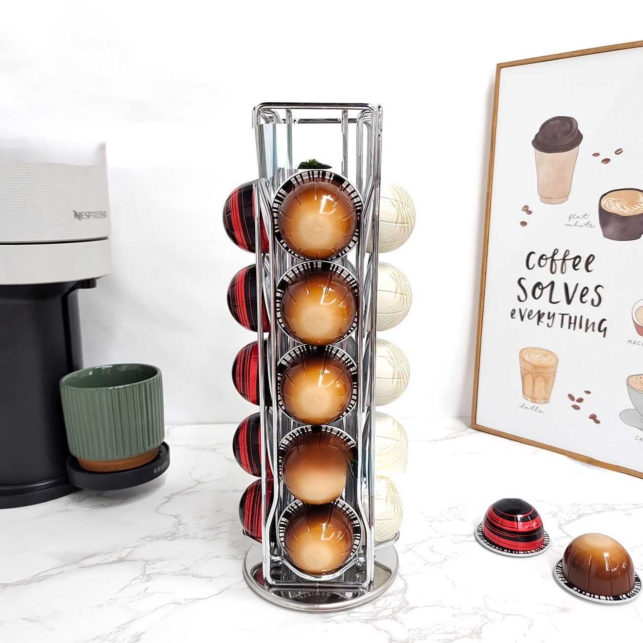 1 Soporte Para Cápsulas De Café Para Nespresso OriginalLine, Organizador De  Almacenamiento De Cápsulas De Café, Carrusel De Cápsulas De Café Giratorio