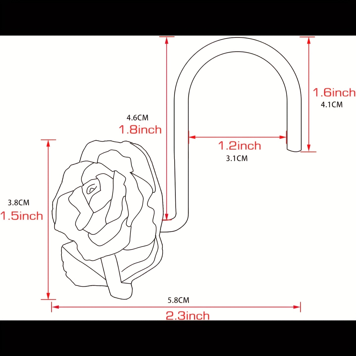 12pcs Shower Curtain Hooks, Home Decorative Rustproof Shower Curtain Hooks  Resin Rose Flower Shower Hooks Rings for Bathroom Shower Rods Curtains,  Pink Rose 