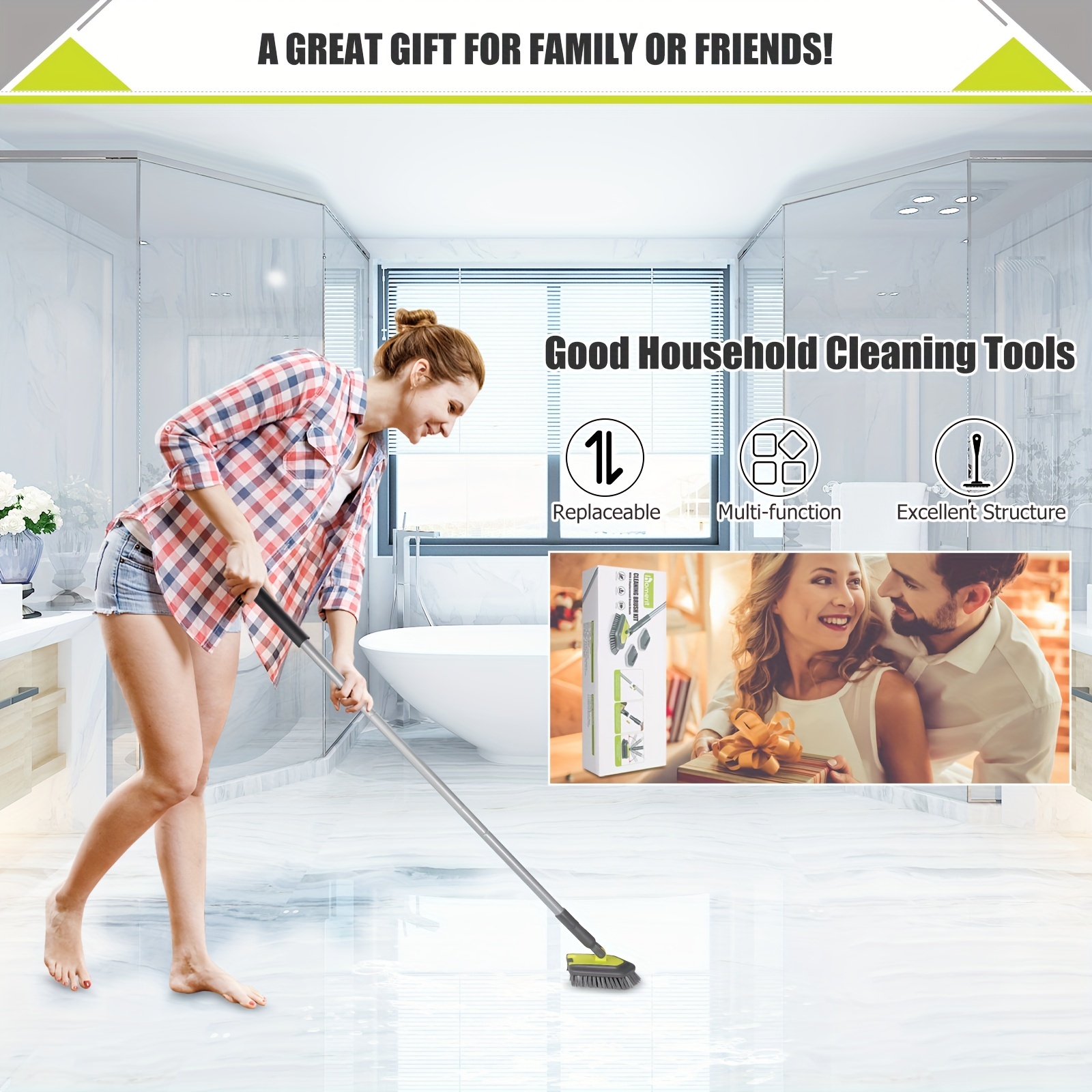 The Better Home Floor and Bathroom Cleaning Brush with Long Handle