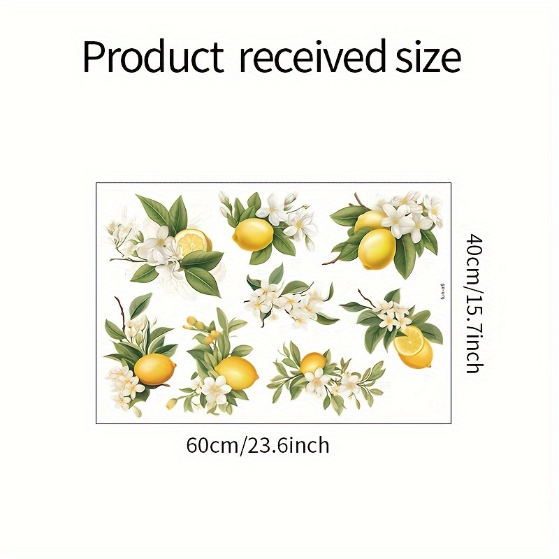 Image of Self-adhesive Wall Stickers For Home Decor In Lemon Green Leaf Design, Suitable For Living Rooms, Kitchens, And , Measuring 23.6 Inches By 11.7 Inches