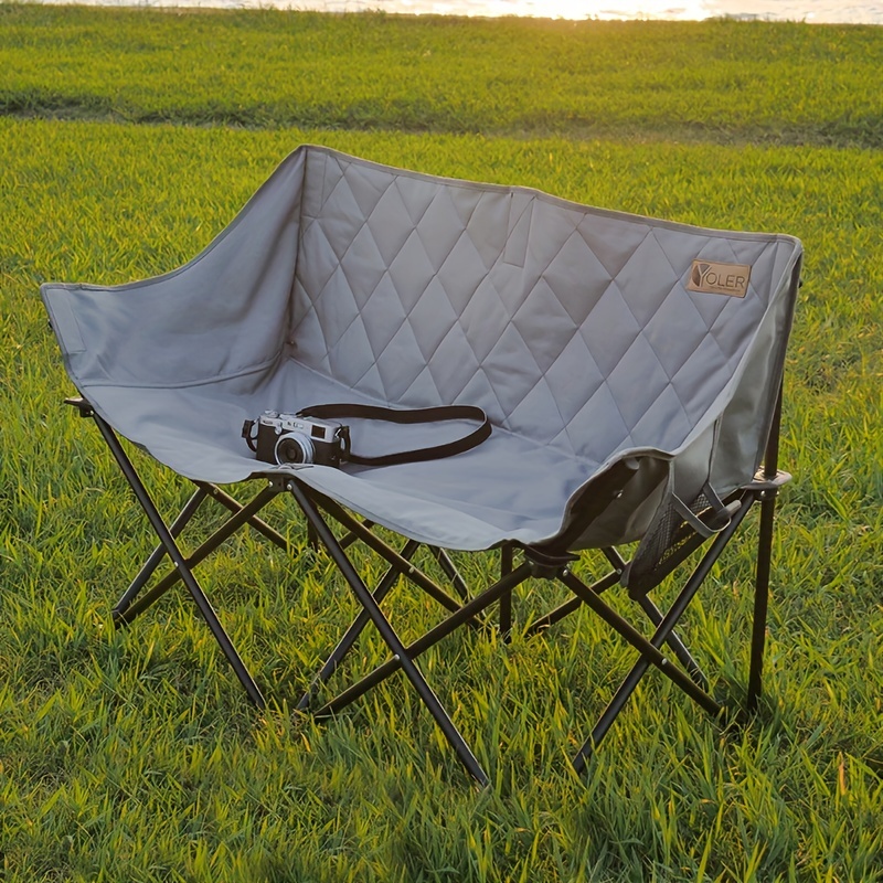 Outdoor Double Folding Chair, Portable Leisure Backrest Armchair Chair For  Camping Beach
