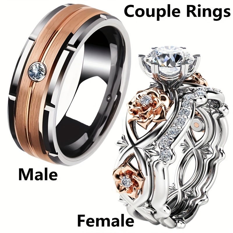 Couples Rings Engagement Rings Black Women Wedding Stainless Steel Rings Men