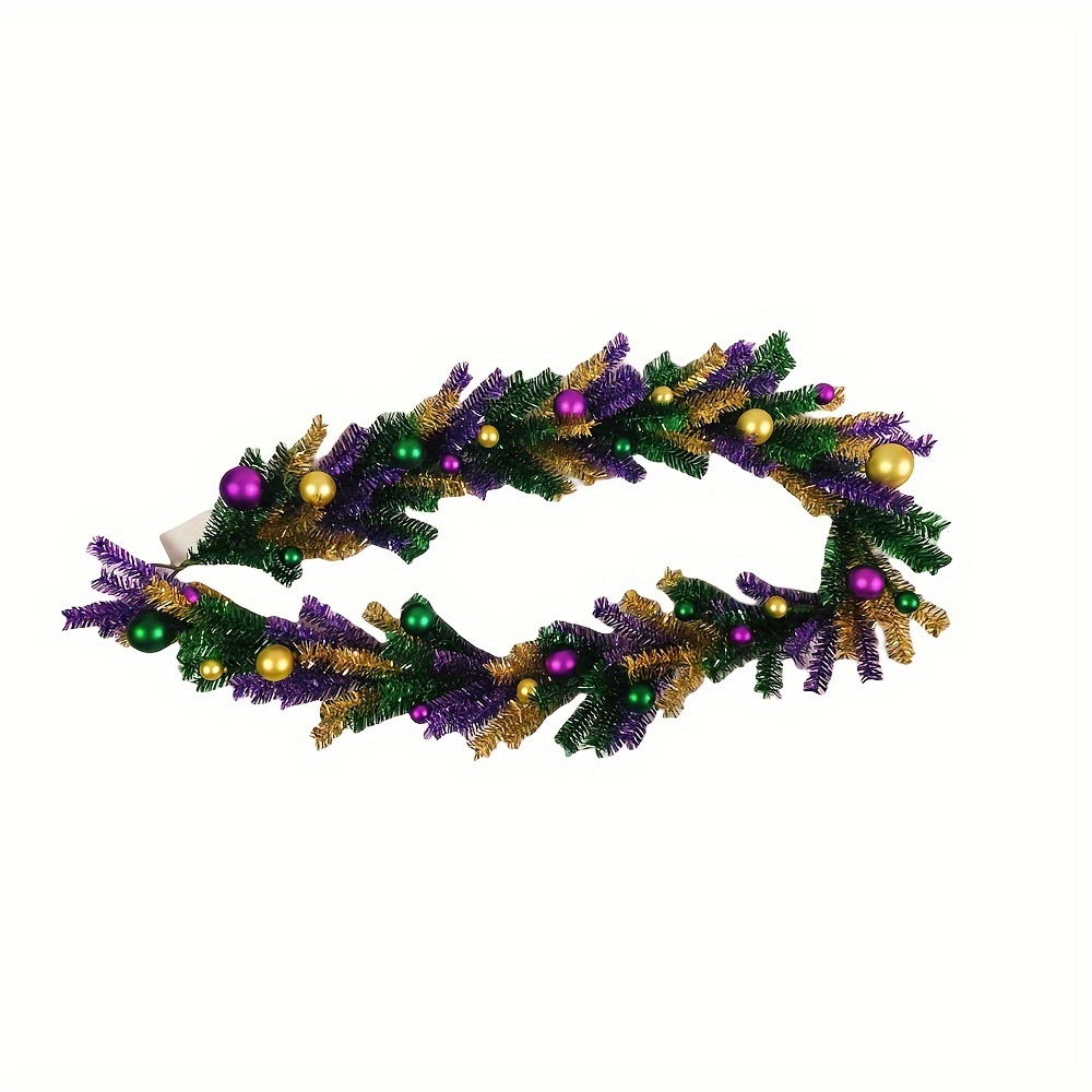 

1pc, 180cm Mardi Gras Decoration Tinsel Garland Artificial Carnival Easter Garland Metallic Twist Hanging Garland Fireplace Glitter Wreath Decor For Mardi Gras Easter Party Staircase Railing ( Style)