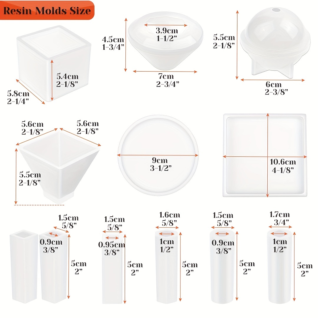 Size Square Silicone Resin Molds Size Round Ball Resin Molds - Temu