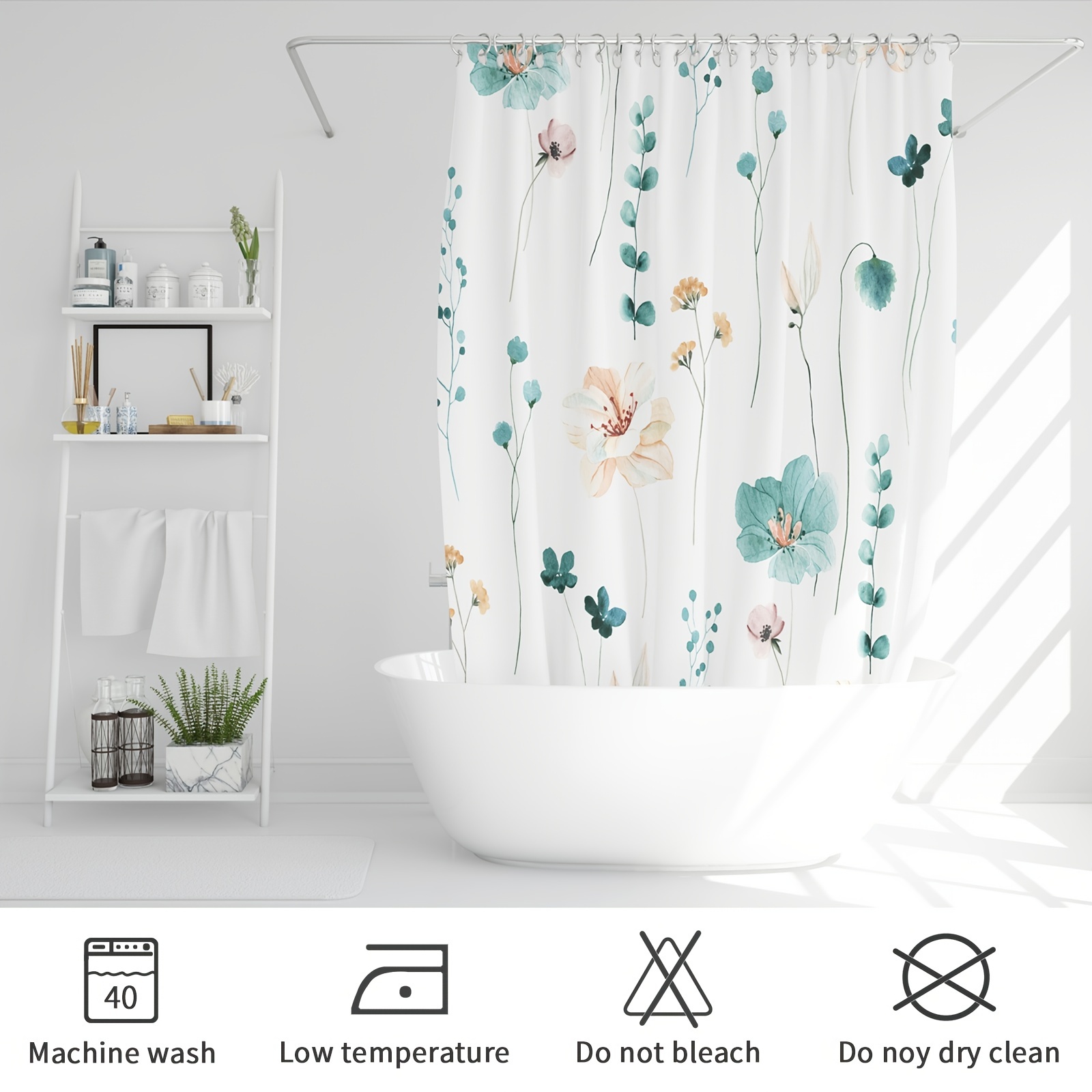 Shower Curtain Watercolor Floral Flower Shower Curtain - Temu