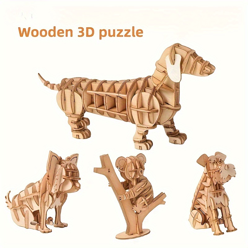 Wooden Carving Dog Puzzle Special shaped Animal Jigsaw - Temu