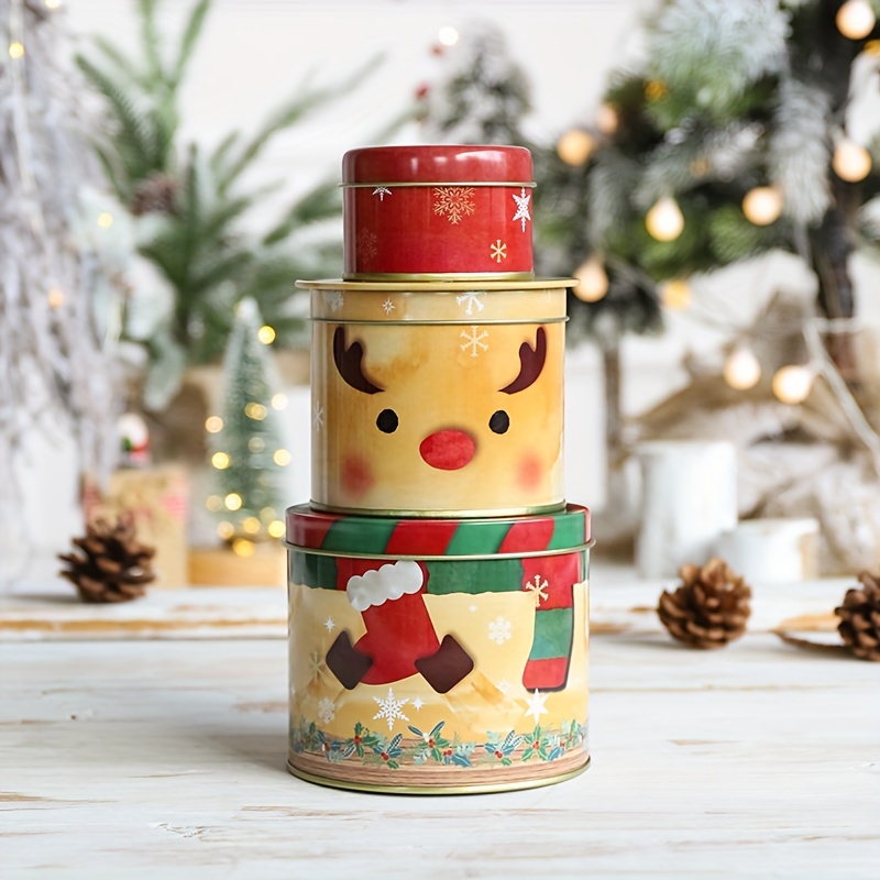 Three Christmas Storage Canisters with Lids