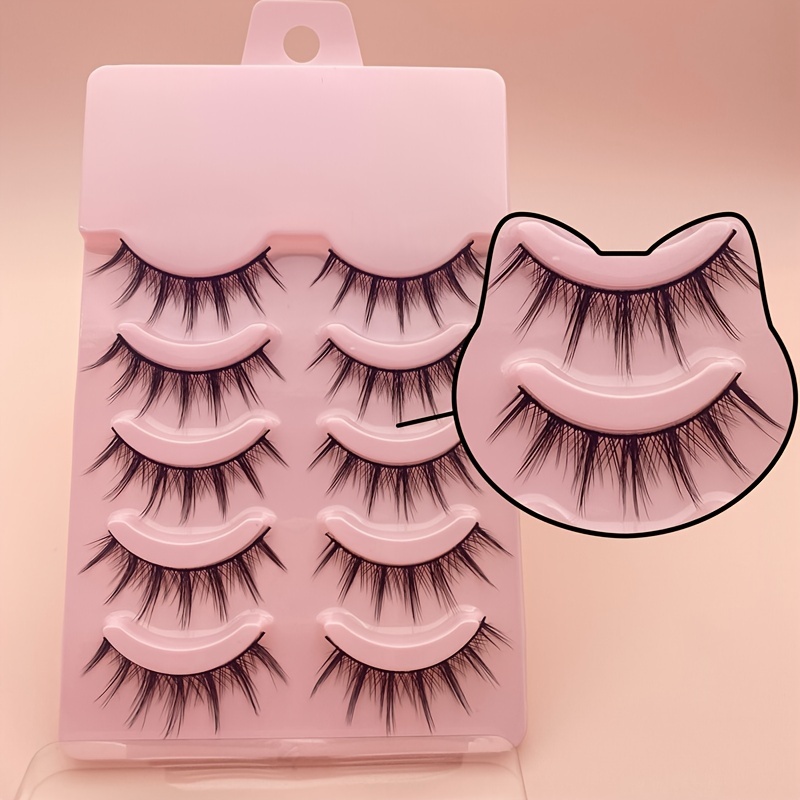 Manga Anime Lashes Soft Natural Thick False Eyelashes Pointed Cat Eye  Eyelashes Daily Makeup Wispy Eyelashes - Temu