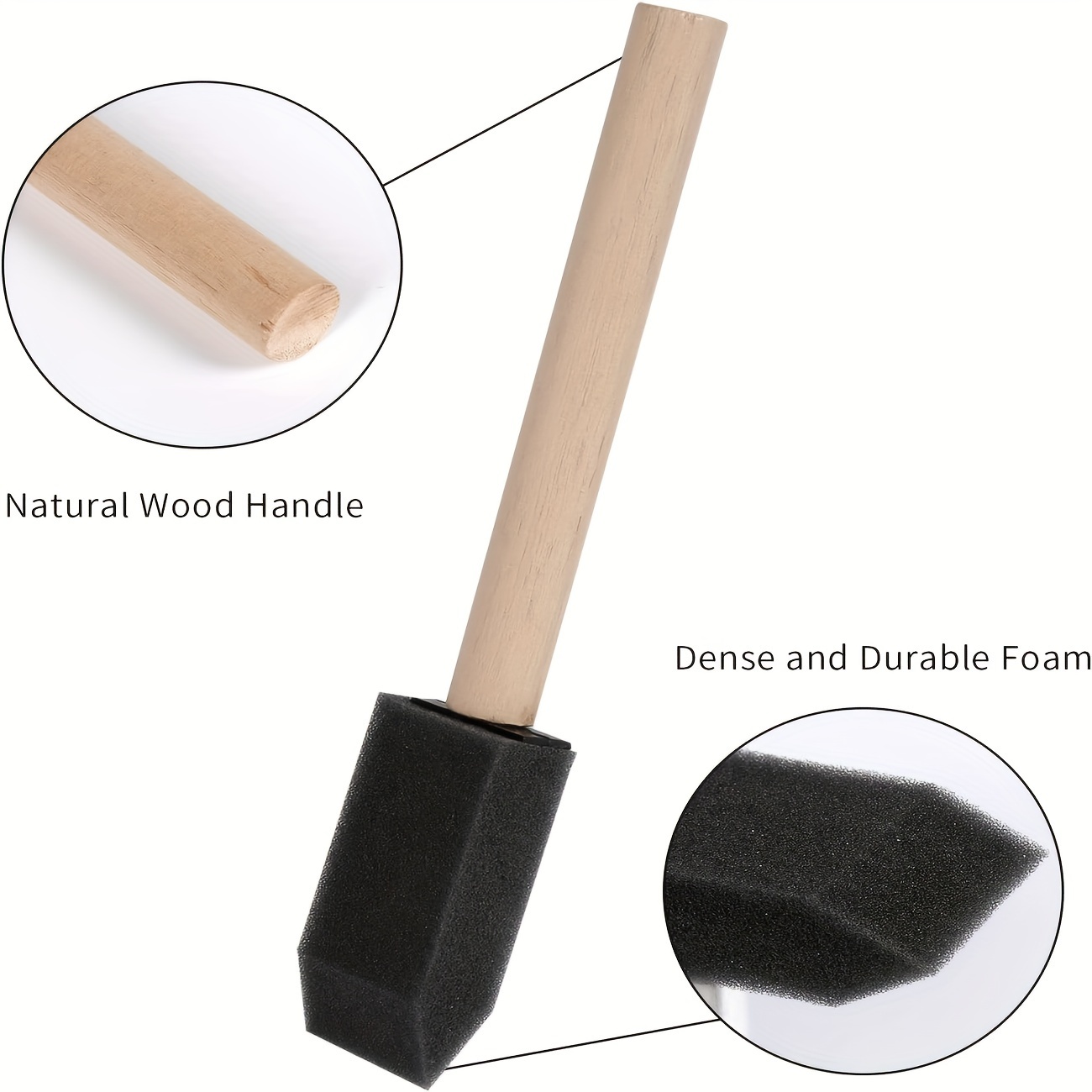 Foam Brushes And Foam Paint Brushes Wooden Handle Sponge - Temu