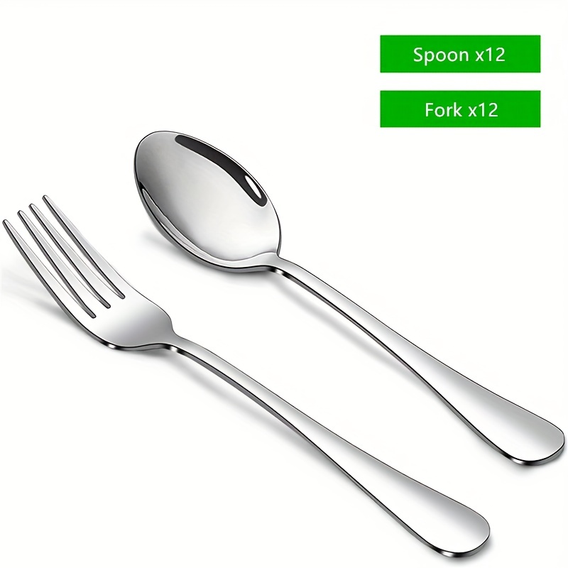 Tenedores desechables de plata - 24 tenedores de plástico plateado