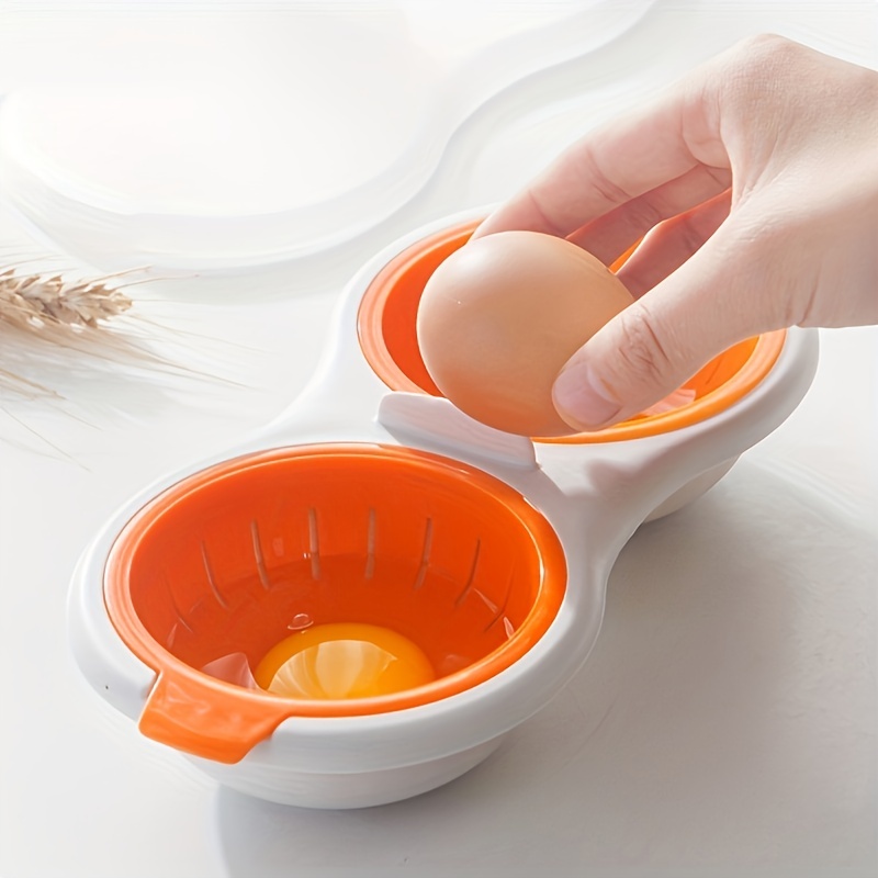 Microwave Double Egg Poacher Maker With Lid Detachable Drain
