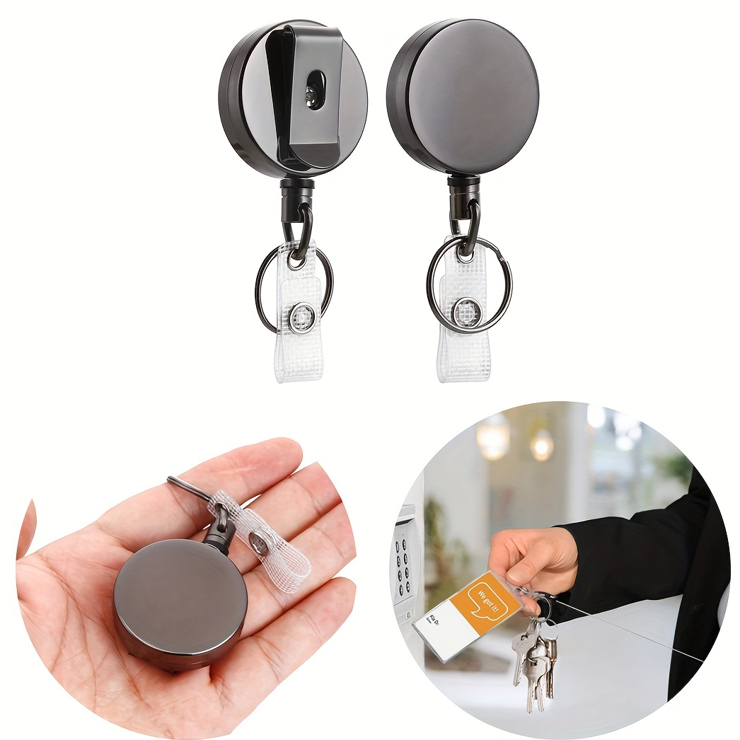 Heavy Duty Retractable Badge Holder Reel Vertical Id Card Holders Metal Id  Badge Holder With Belt Clip Key Ring For Name Card Keychain - Temu