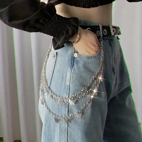 Trendy Pearl Butterfly Chains For Skirts Pants Jeans Belt - Temu