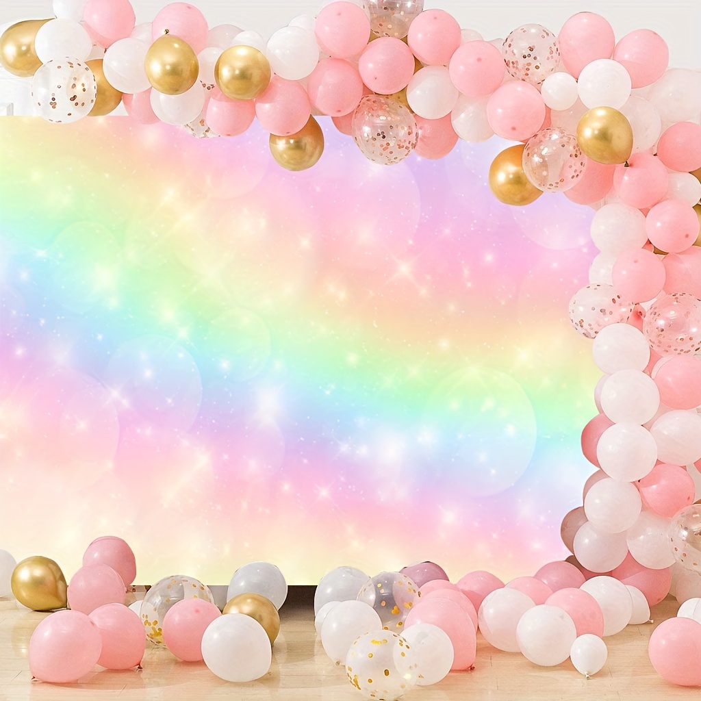 Rainbow Birthday Backdrop Party Decoration Rainbow Colorful - Temu