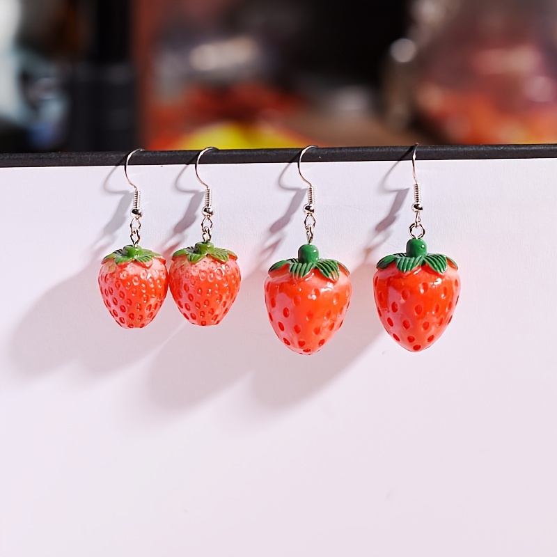 Sweet Strawberry Design Dangle Earrings Cute Simple Style - Temu United  Kingdom