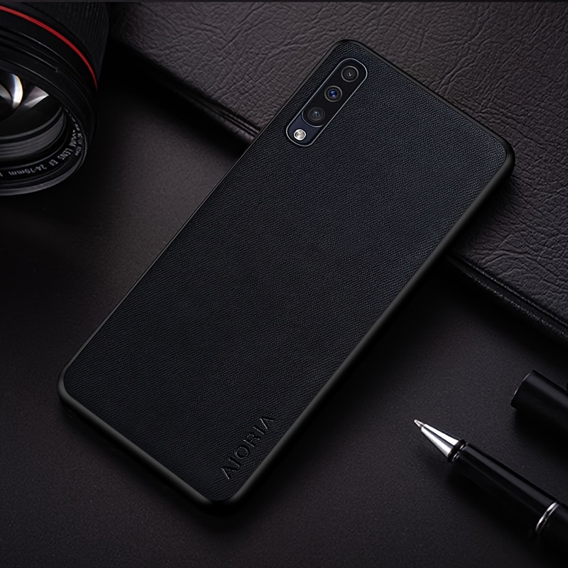 TEMU Stylish Simple Textile Faux Leather Phone Case For Galaxy A50 A70