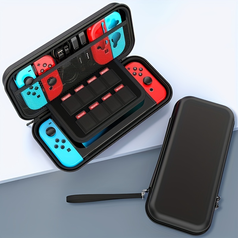 case for nintendo switch 9 in 1 accessories kit with carrying case dockable protective case hd screen protector and 6pcs thumb grips caps details 3