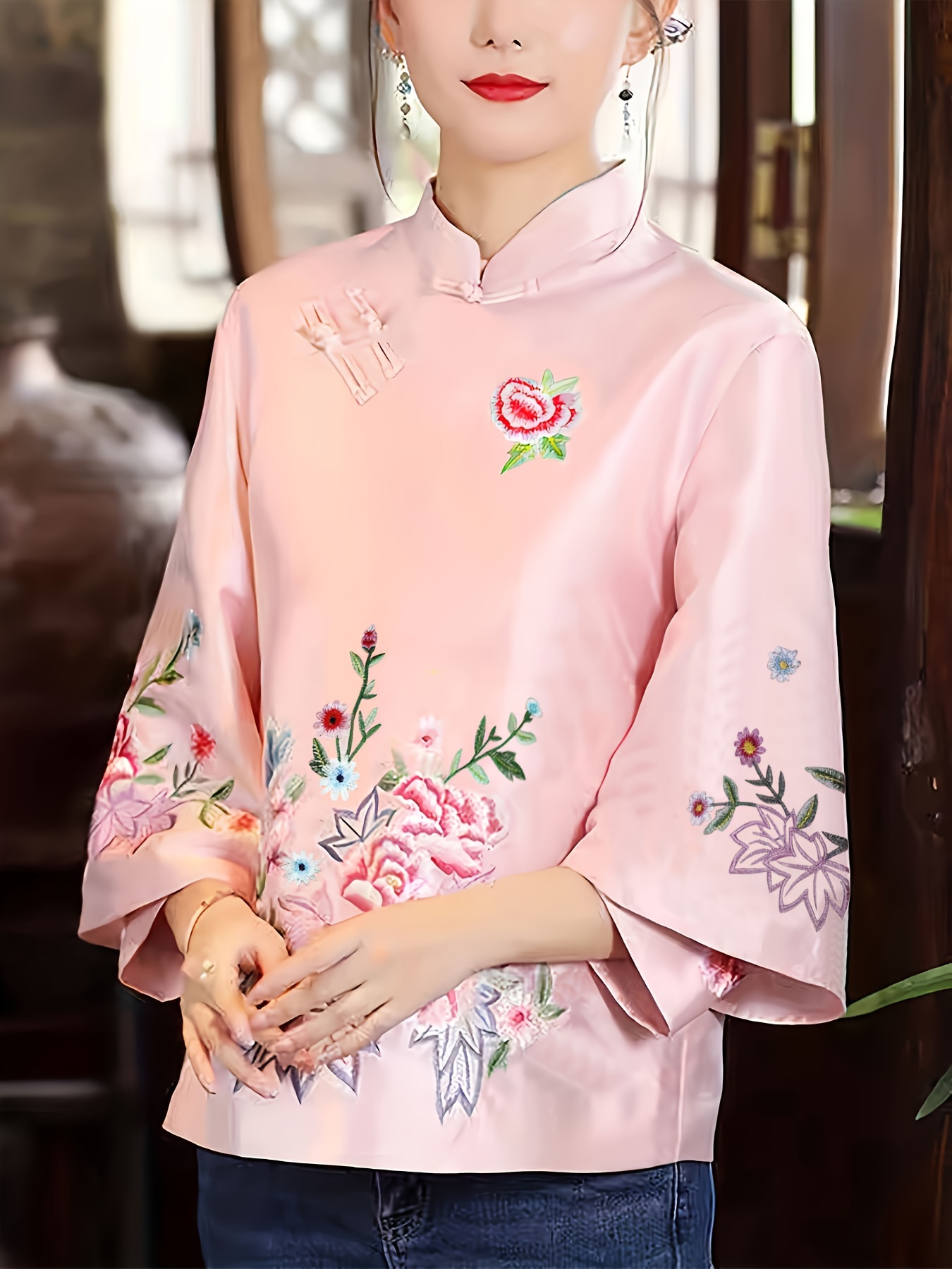 Embroidered Tang Suit T shirt Traditional Chinese Costume - Temu