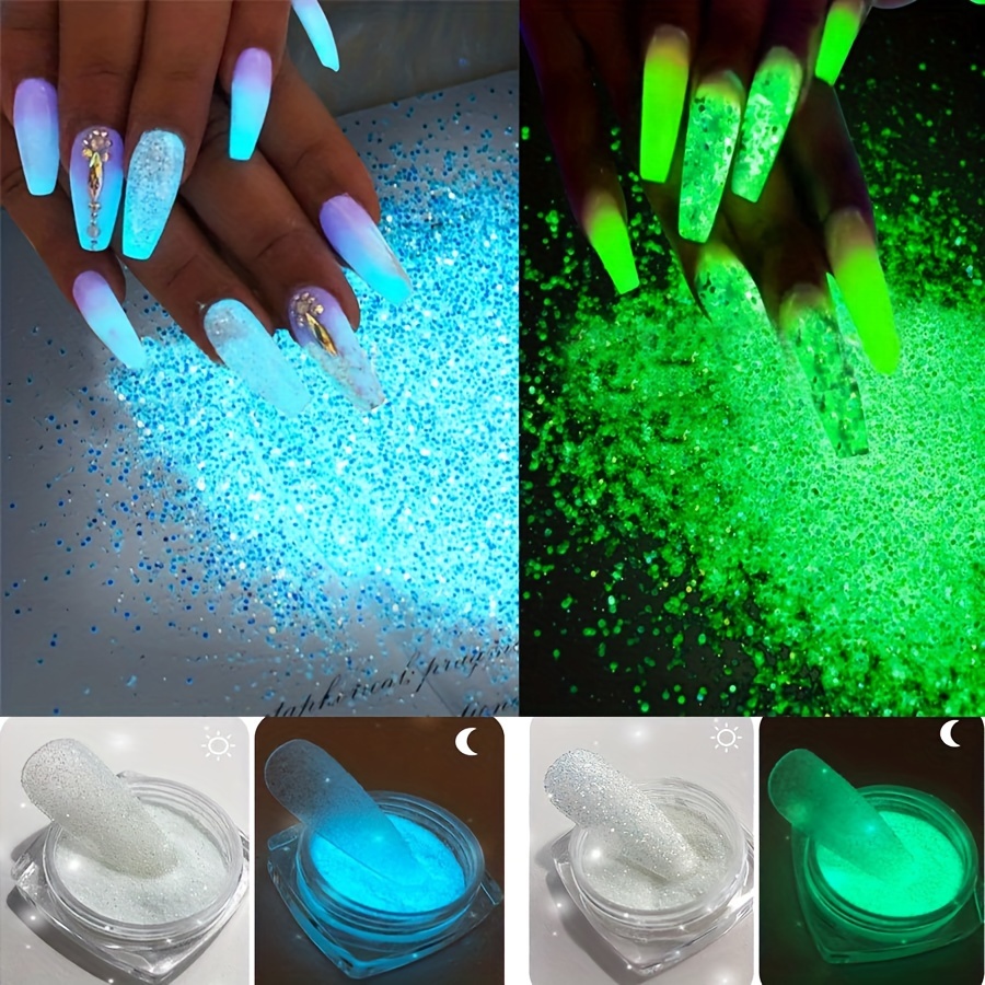 Nail Polish Powder Neon Colors Bright Luminous Punk Gothic - Temu