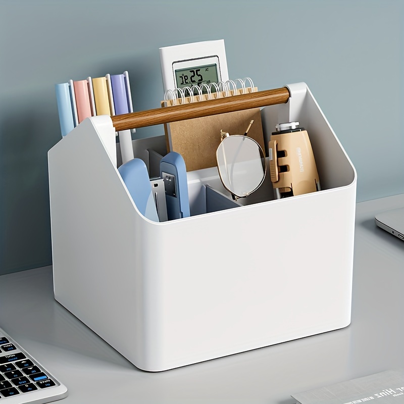 Portable Desktop Storage Box Wooden Handle Portable - Temu Canada