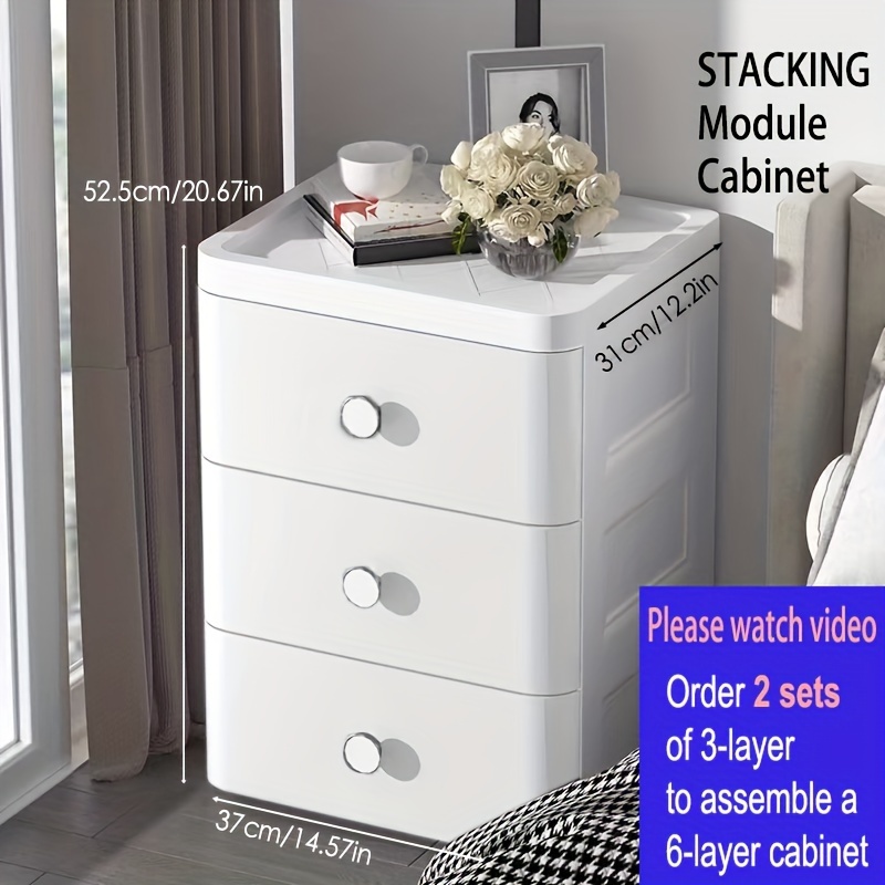 5-Tier Narrow Slim Container Cabinet White Plastic Storage with 5 Drawers  for Bathroom
