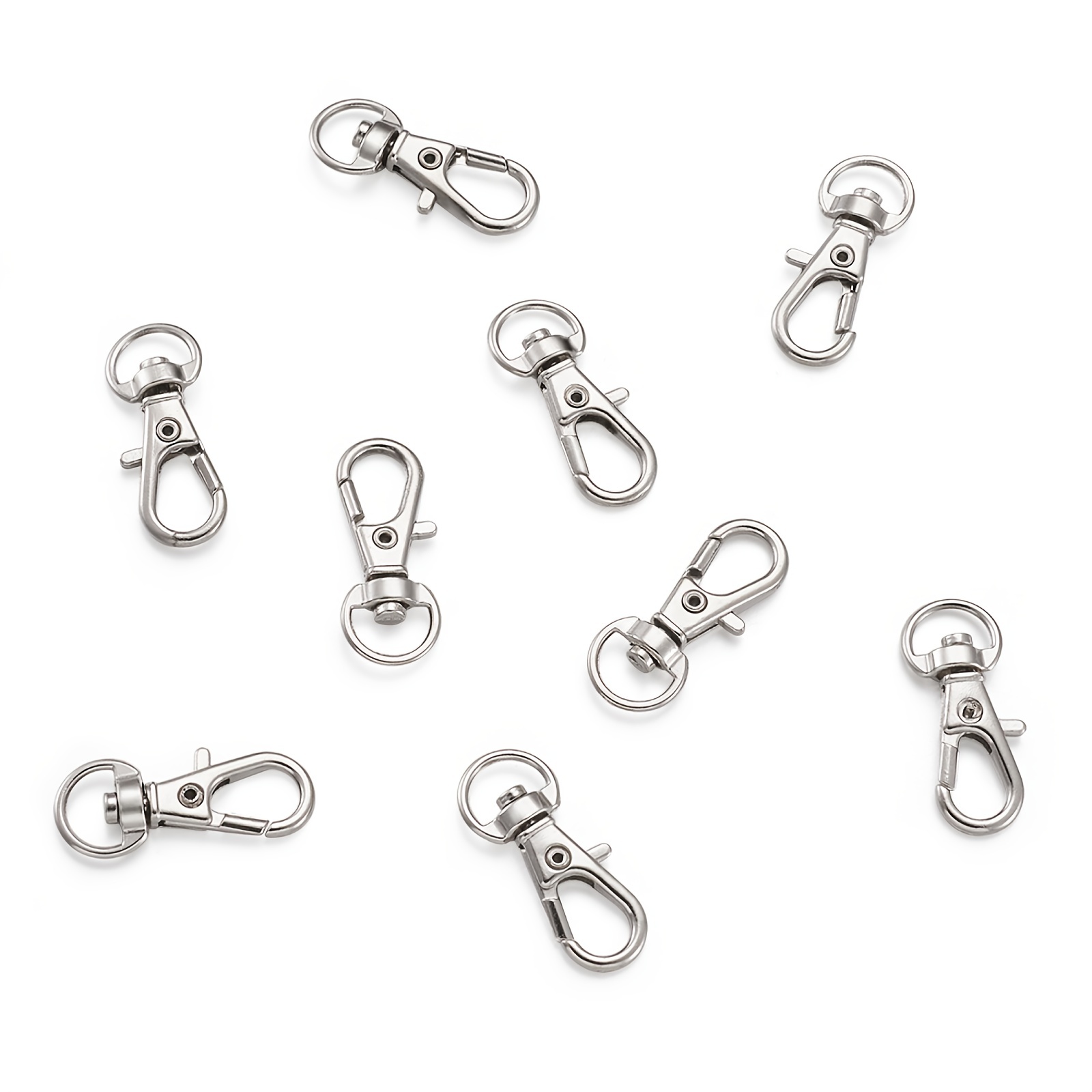 20pcs Metal Silver Keyring Lobster Claw D Ring Keychain Hooks For School  Bag