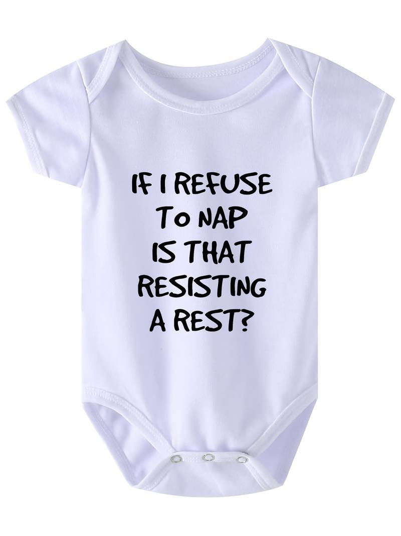 Baby Boys Casual Cute Short Sleeve Onesie With If I Refuse To Nap Is ...