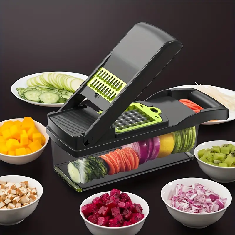 12-in-1 Food Vegetable Cutter Salad Chopper,Multifunctional Onion Fruit  Dicer Chopper Veggie Slicer Kitchen Tool 