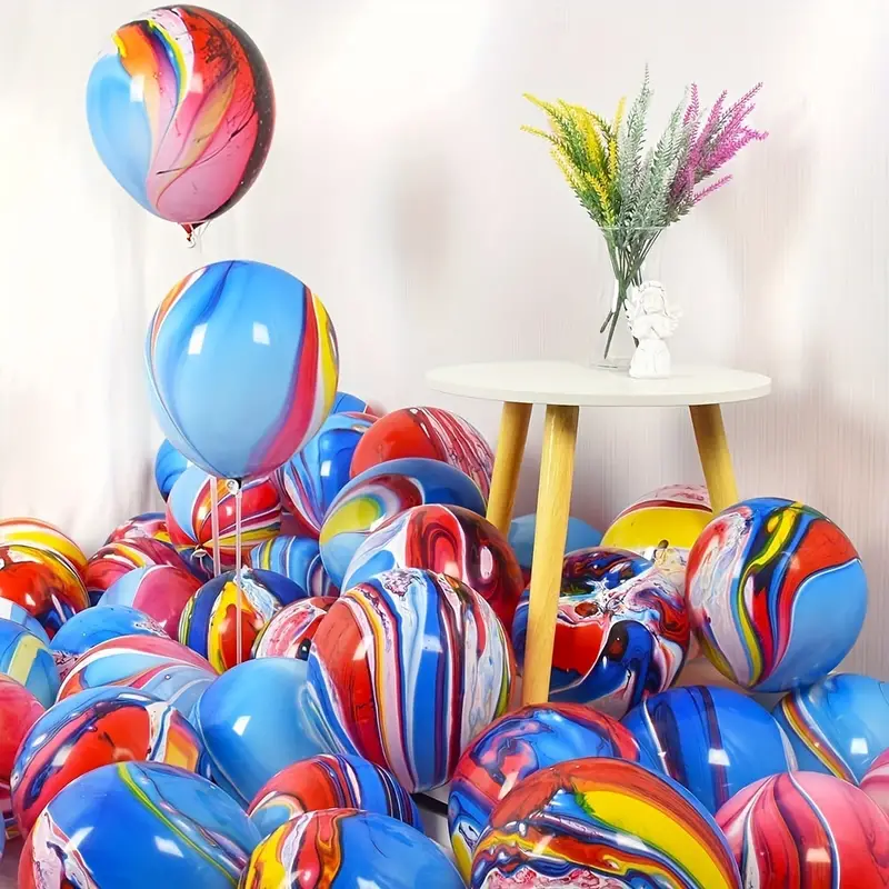 Tie Dye Balloons Colorful Pastel Rainbow Swirl Marble Agate - Temu