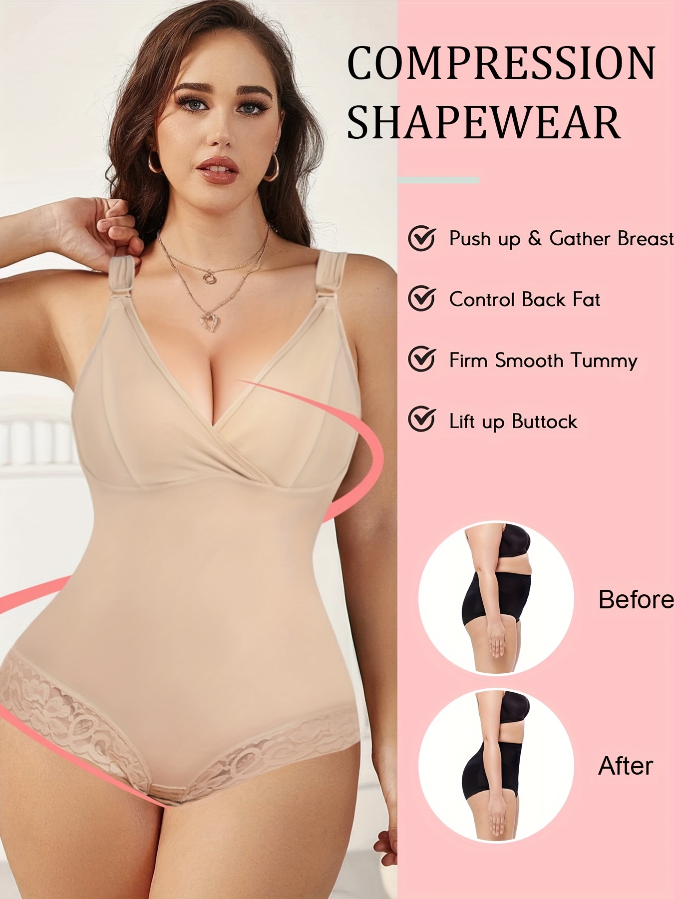 Bodysuit for Women Deep V Neck Slimming Body Suit Shapewear Tummy