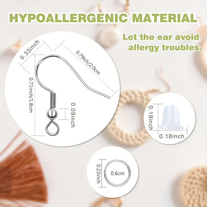 Hypoallergenic Silver Earring Hooks Kit Earring Hooks Open - Temu