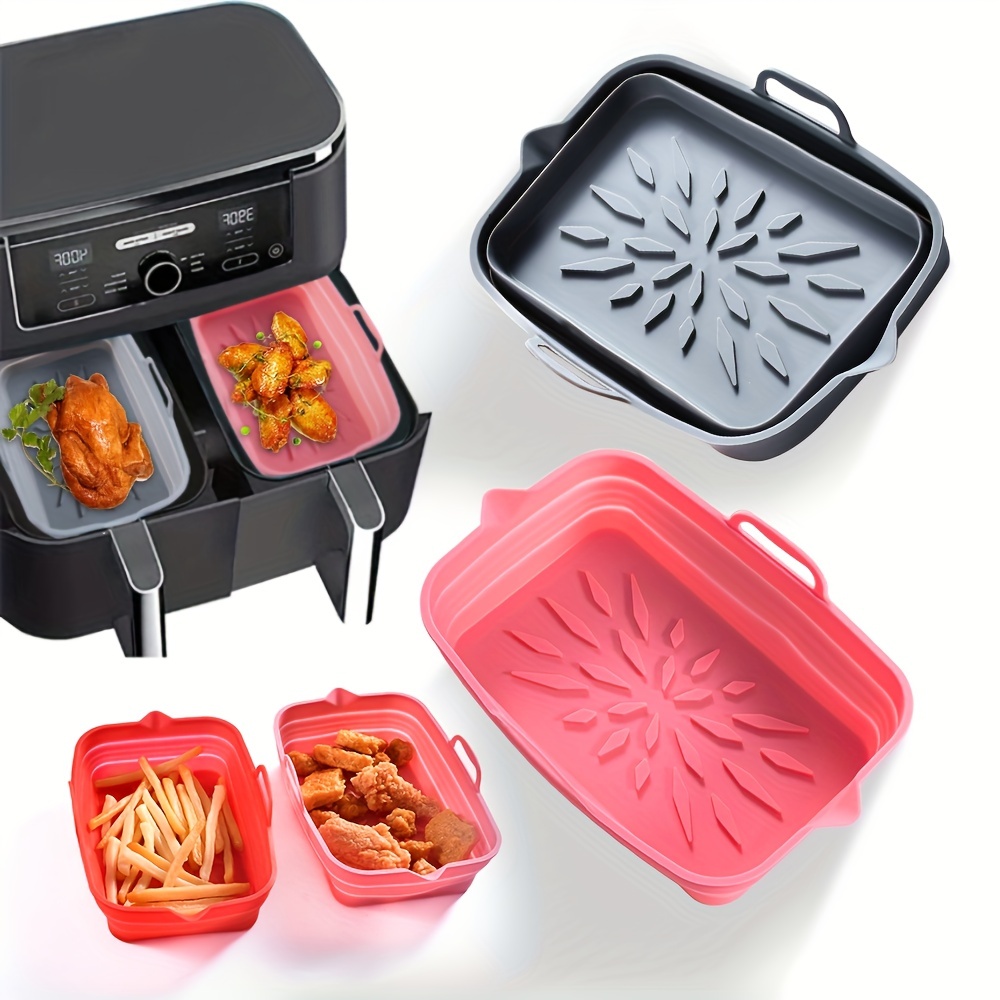 Reusable Rectangular Air Fryer Liners - Foldable Silicone Tray For