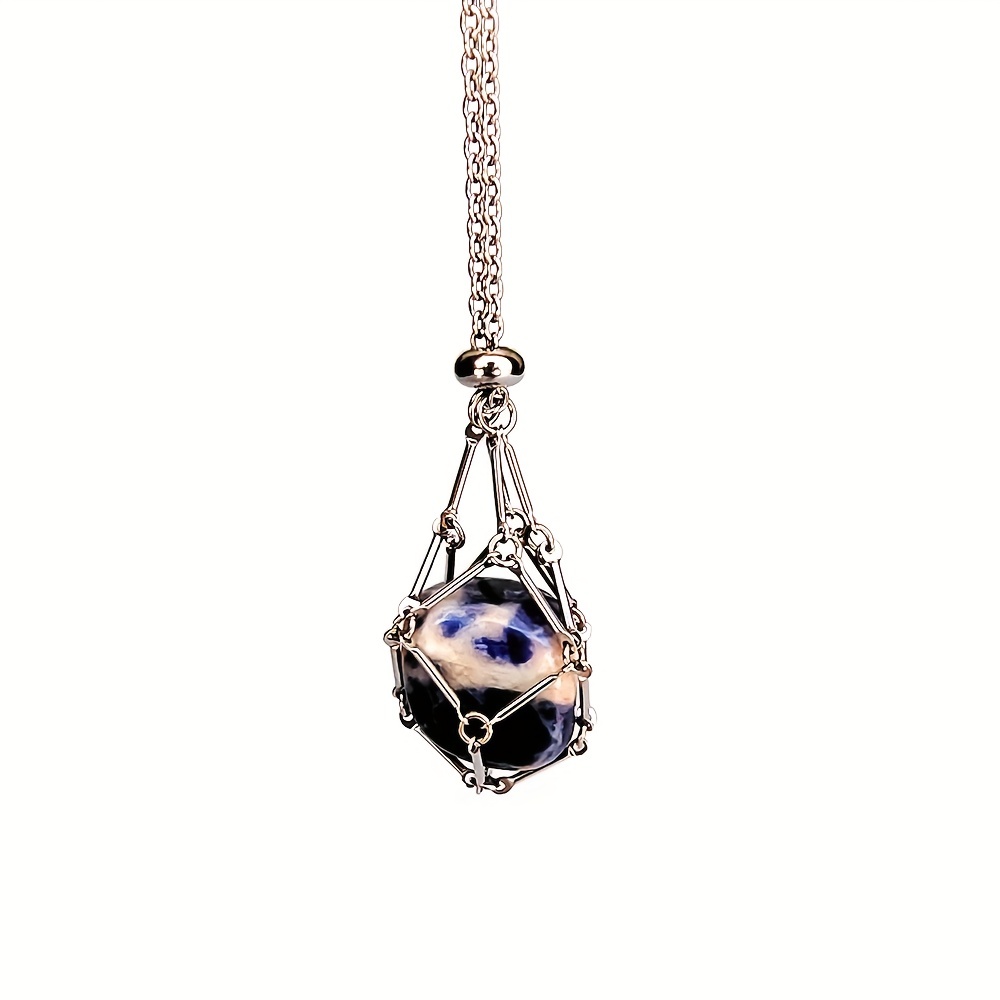 Handmade Crystal Holder Necklace Stainless Steel Cage For - Temu