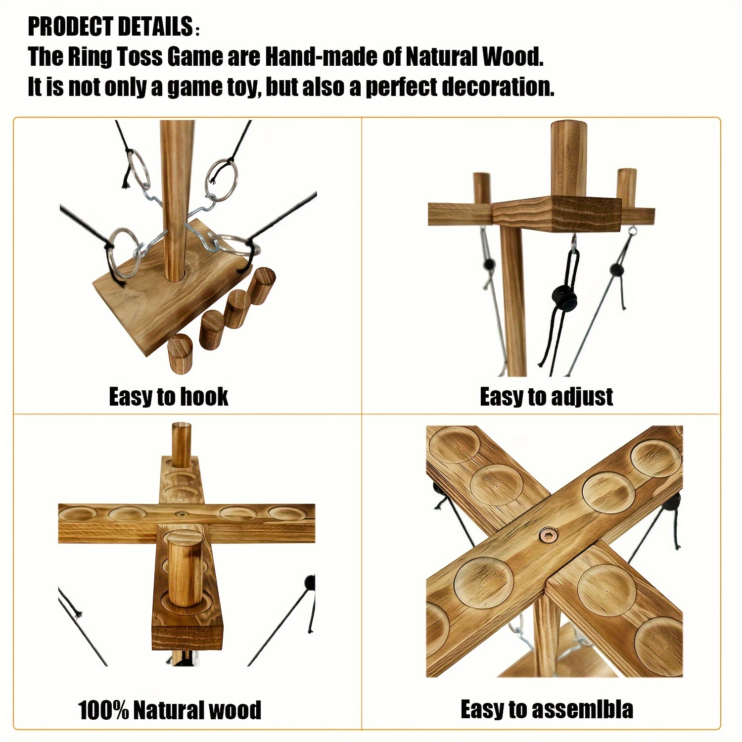 Ring Toss Hooks - Wood - Home Bar Interactive Game - ApolloBox