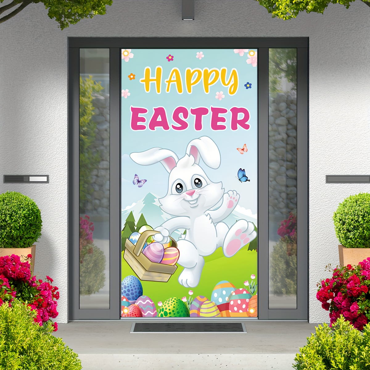 Happy Easter Bunny Door Cover Large Door Banner Party - Temu