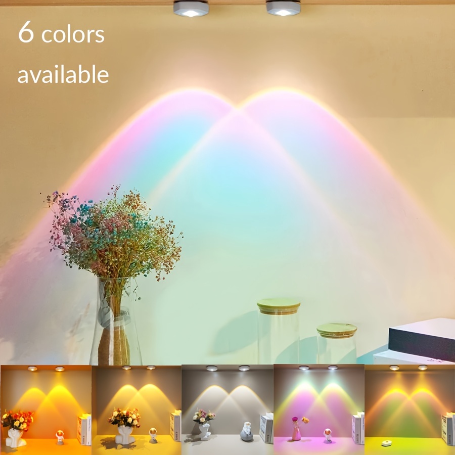 1pc 2 stop lights sunset red rainbow led touch cabinet lights for kitchen bedroom cabinet night lights decorative battery powered battery not included details 1