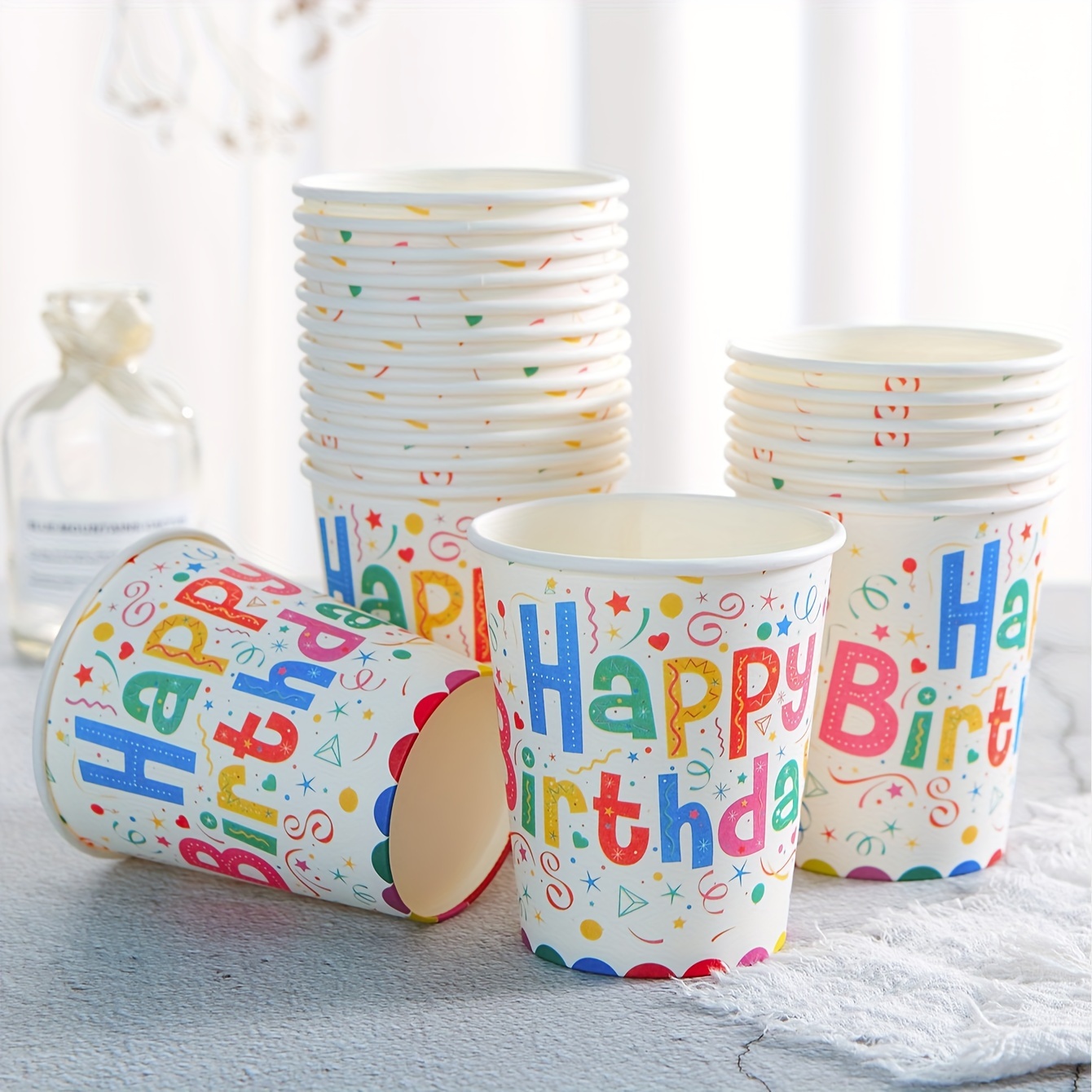 9 Oz Birthday Paper Cups, Birthday Paper Cups Plates Party Supplies, Birthday Party Paper Cups, Rainbow Colorful , Gift Party, Celebrations