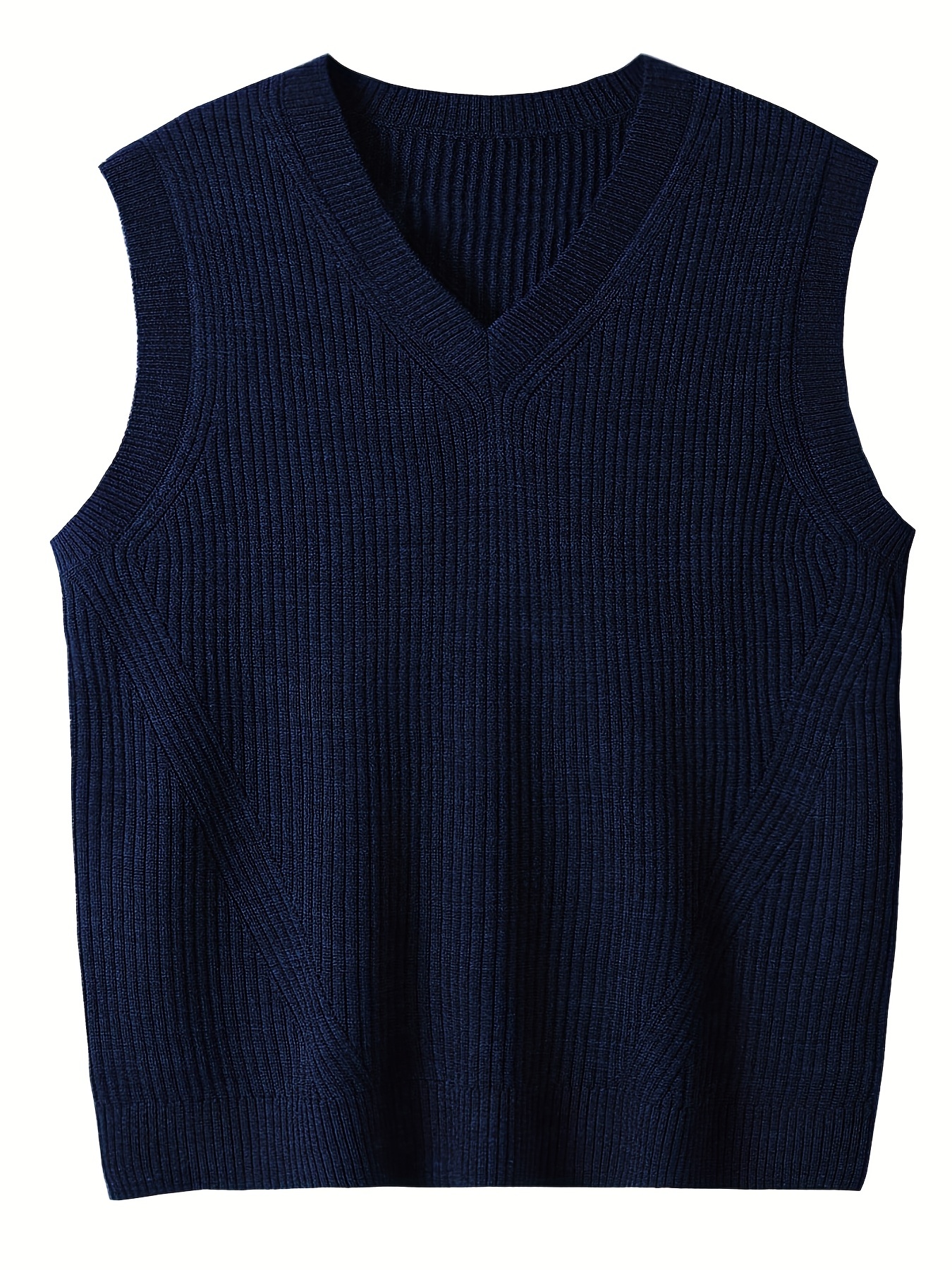 Men's V Neck Sweater Vest Pullover Solid Color Sleeveless - Temu