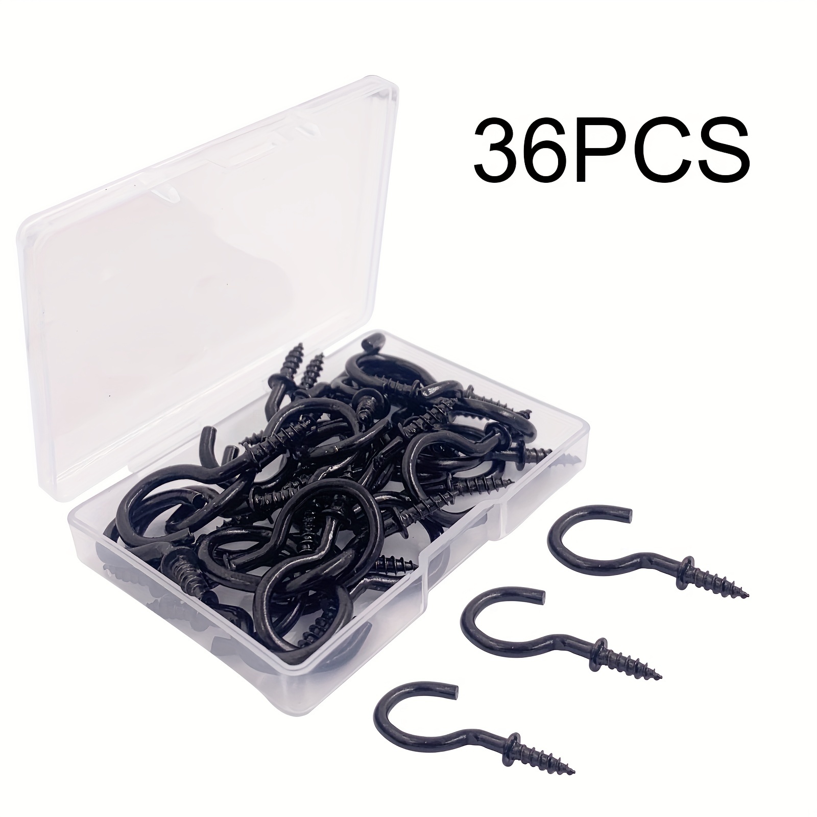 36pcs Black Galvanized Carbon Steel Hook, Small Screw-in Hook, Ceiling  Hook, Christmas Light Hook, Plant Hook, Light Fixture Hook For Indoor And  Outdo