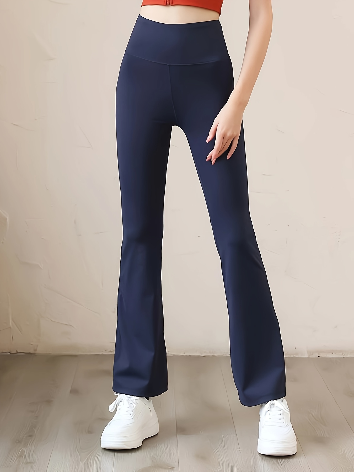 High Waist Yoga Pants Flared Legs High Stretch V Cut Waist - Temu