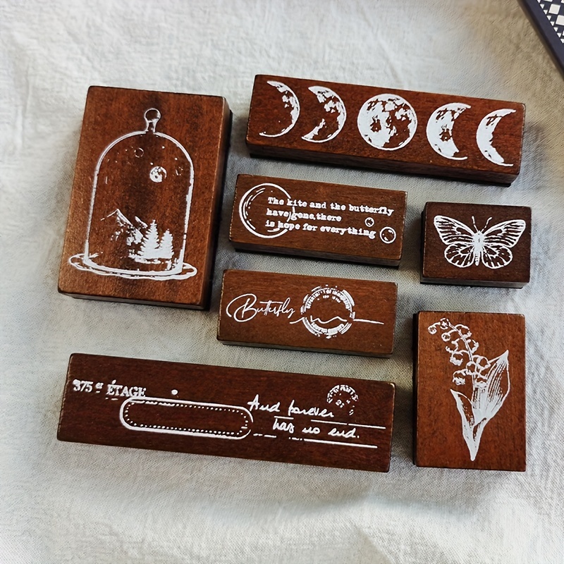 Wooden Rubber Stamp Set Pack suitable For Diy Crafts Gift - Temu